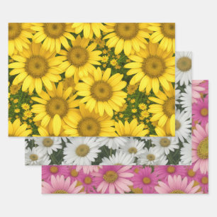 Colorful Daisies Wrapping Paper Sheets