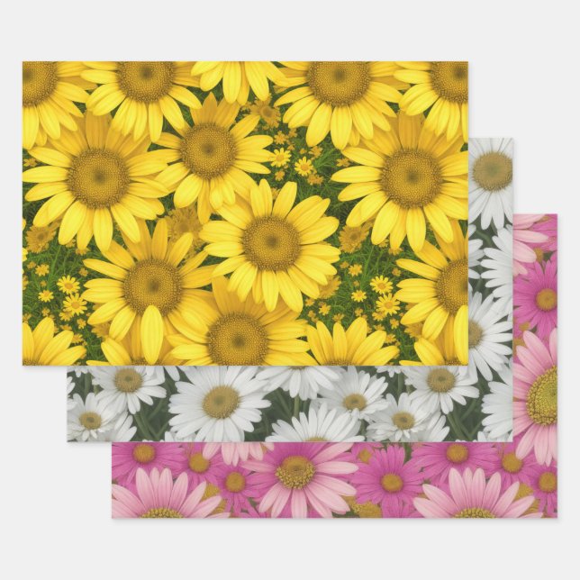 Colorful Daisies Wrapping Paper Sheets (Set)