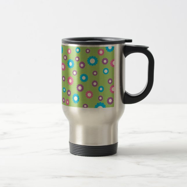 Colorful daisy art pattern travel mug (Right)