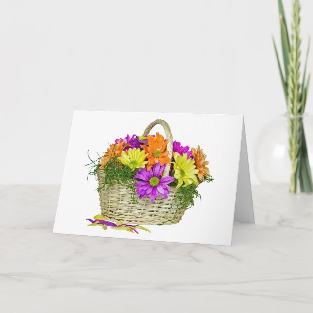 Colorful Daisy Basket  Card (Front)