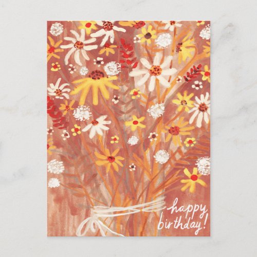 Colorful Daisy Bouquet Autumn Colorful Birthday Postcard