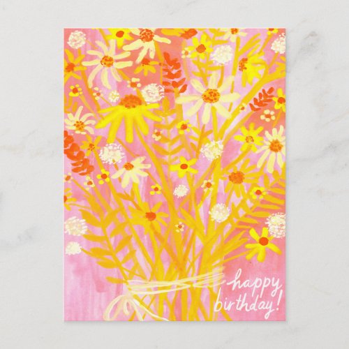 Colorful Daisy Bouquet Autumn Colorful Birthday Postcard