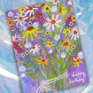 Colorful Daisy Bouquet Happy Birthday Postcard