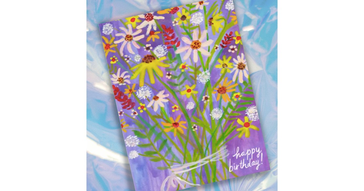 Colorful Daisy Bouquet Happy Birthday Postcard | Zazzle