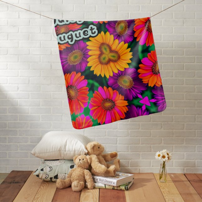 Colorful Daisy Bouquet Pattern Baby Blanket (In Situ)