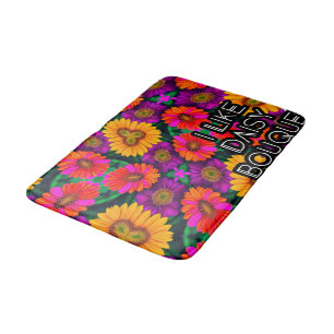 Colorful Daisy Bouquet Pattern Bath Mat