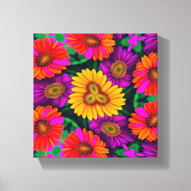 Colorful Daisy Bouquet Pattern Canvas Print (Front)