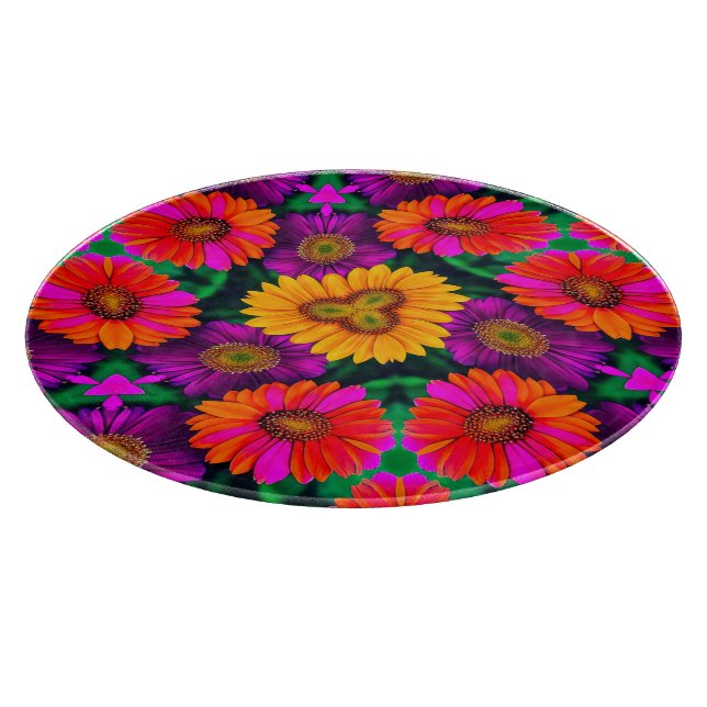 Colorful Daisy Bouquet Pattern Cutting Board (Corner)