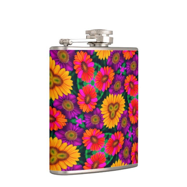 Colorful Daisy Bouquet Pattern Flask (Right)