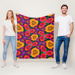Colorful Daisy Bouquet Pattern Fleece Blanket