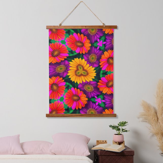 Colorful Daisy Bouquet Pattern Hanging Tapestry (Bedroom)