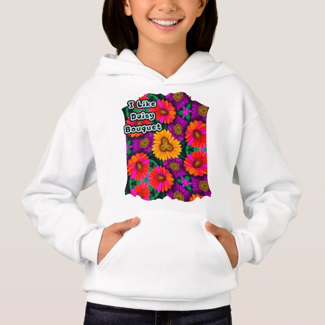 Colorful Daisy Bouquet Pattern Hoodie (Front)