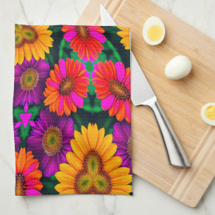 Colorful Daisy Bouquet Pattern Kitchen Towel