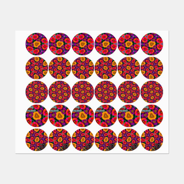 Colorful Daisy Bouquet Pattern Labels (Sheet)