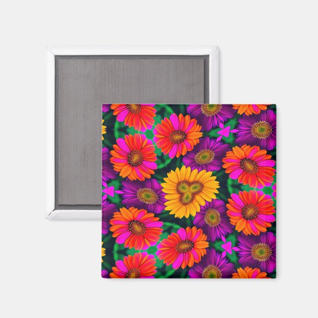 Colorful Daisy Bouquet Pattern Magnet (Front/Back)