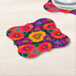 Colorful Daisy Bouquet Pattern Paper Coaster