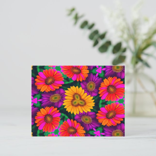 Colorful Daisy Bouquet Pattern Postcard (Standing Front)