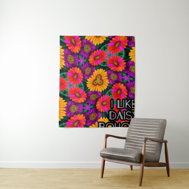 Colorful Daisy Bouquet Pattern Tapestry (In Situ)