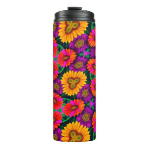 Colorful Daisy Bouquet Pattern Thermal Tumbler