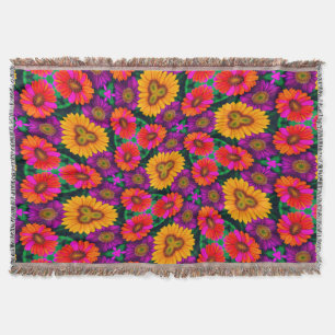 Colorful Daisy Bouquet Pattern Throw Blanket