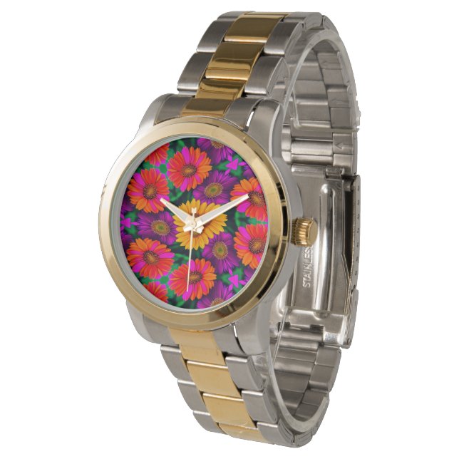 Colorful Daisy Bouquet Pattern Watch (Angled)
