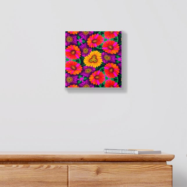 Colorful Daisy Bouquet Pattern Wood Photo Tile (Dresser)