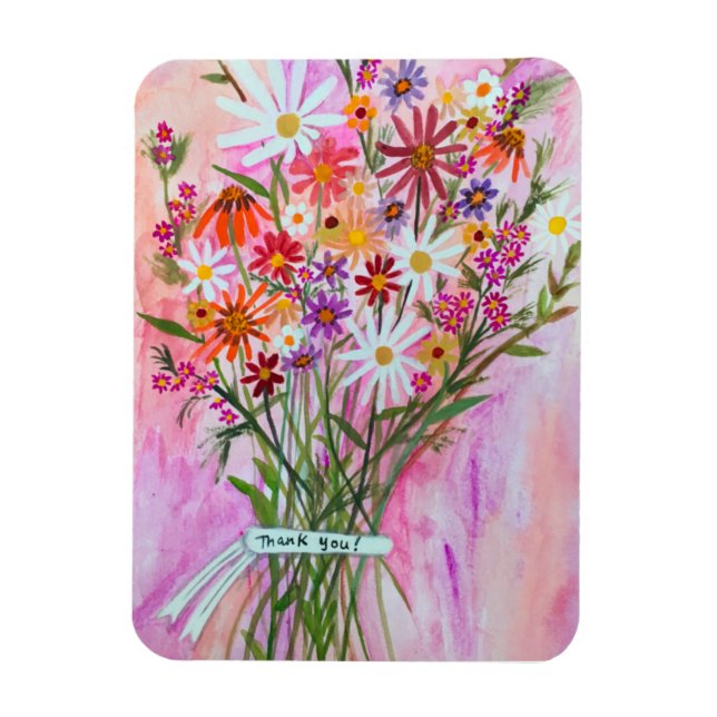 Colorful Daisy Bouquet THANK YOU! Magnet (Vertical)