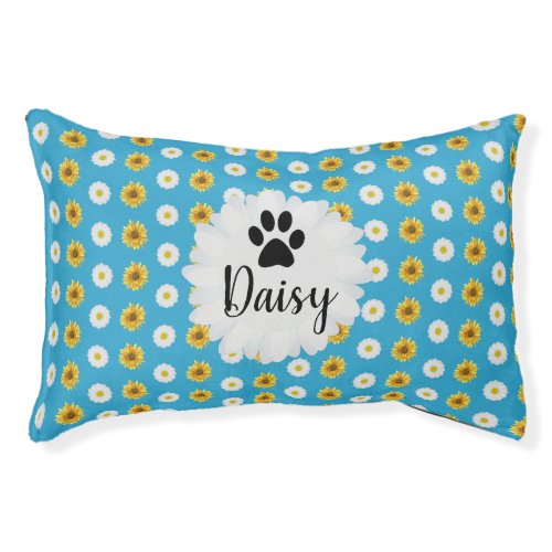 Colorful Daisy Floral Pattern Dog Bed