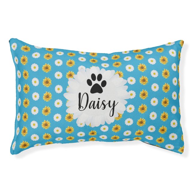 Colorful Daisy Floral Pattern Dog Bed (Front)