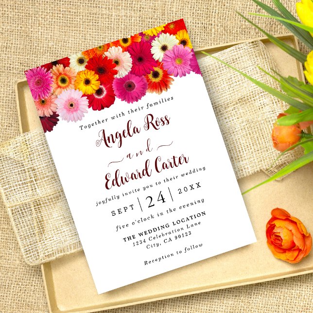 Colorful Daisy Florals Wedding Invitation (Creator Uploaded)