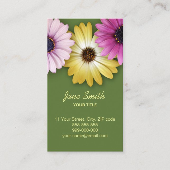 Colorful Daisy Flower business card (Front)