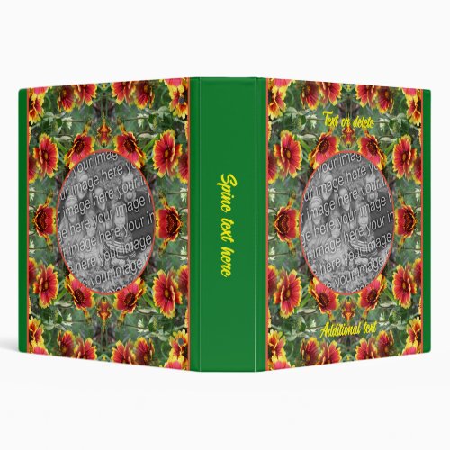 Colorful Daisy Flowers Frame Create Your Own Photo 3 Ring Binder
