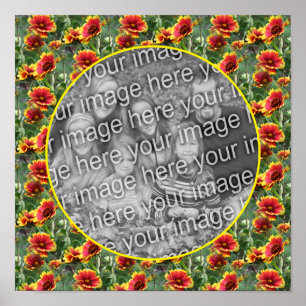 Colorful Daisy Flowers Frame Create Your Own Photo Poster