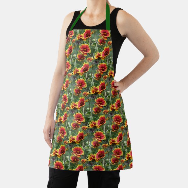 Colorful Daisy Flowers Nature Pattern  Apron (Insitu)