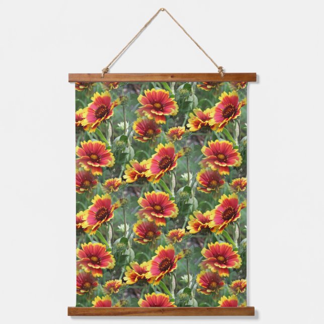 Colorful Daisy Flowers Nature Pattern   Hanging Tapestry (Front)