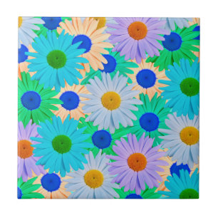 Colorful Daisy Flowers Pattern Ceramic Tile