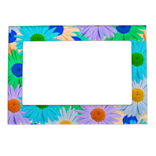 Colorful Daisy Flowers Pattern  Magnetic Frame