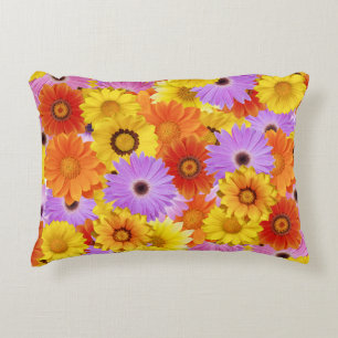 Colorful Daisy Garden - Bright Floral Decor Accent Pillow