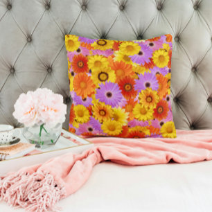 Colorful Daisy Garden - Bright Floral Decor Throw Pillow