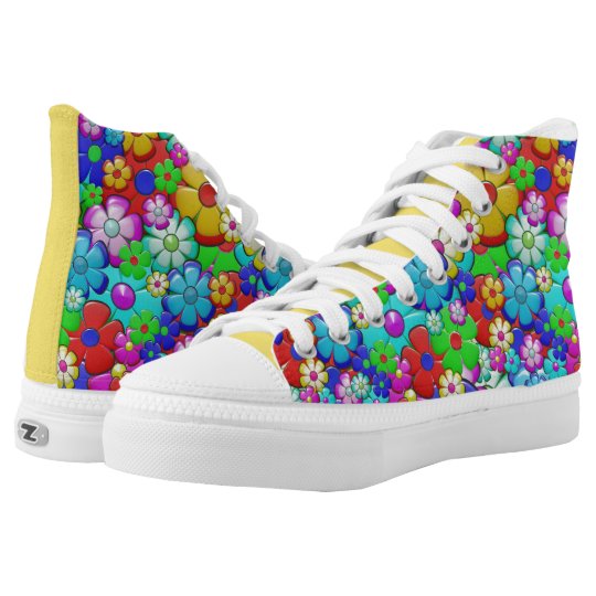 Colorful Daisy High-Top Sneakers | Zazzle.com