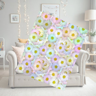 Colorful daisy pattern - pastel fleece blanket