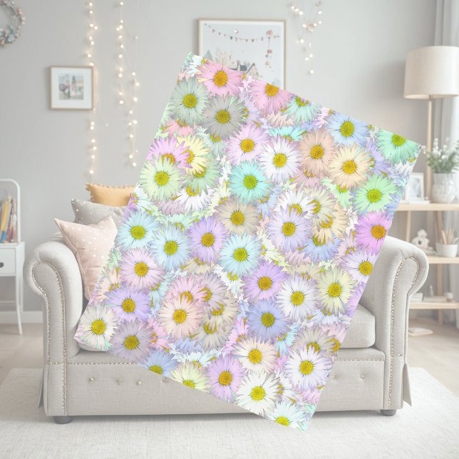 Colorful daisy pattern - pastel fleece blanket (Creator Uploaded)