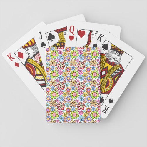 Colorful Daisy Pattern Poker Cards