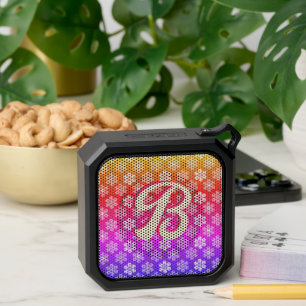 Colorful Daisy Pattern Retro Monogram Bluetooth Speaker