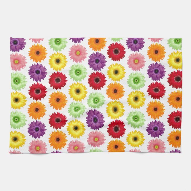 Colorful Daisy Print Kitchen Towel (Horizontal)