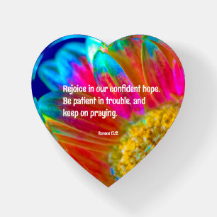 Colorful Daisy Romans 12:12 Paperweight