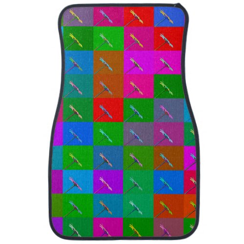 Colorful Daisy Squares Abstract Car Floor Mat