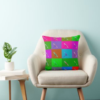 Colorful Daisy Squares Abstract on Dogwood Rose