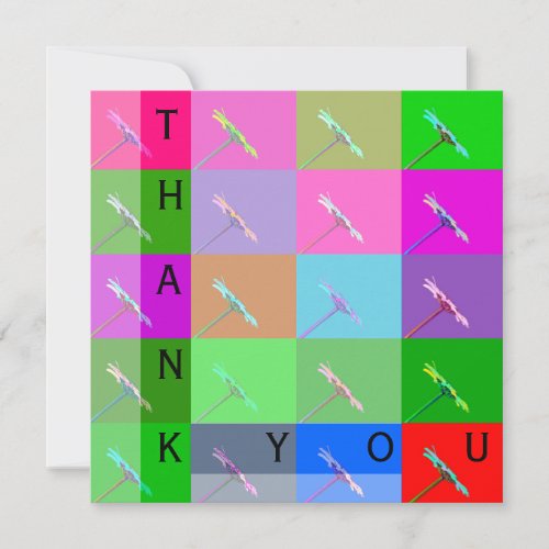 Colorful Daisy Squares Abstract Thank You Card