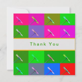 Colorful Daisy Squares, Custom Thank You Card